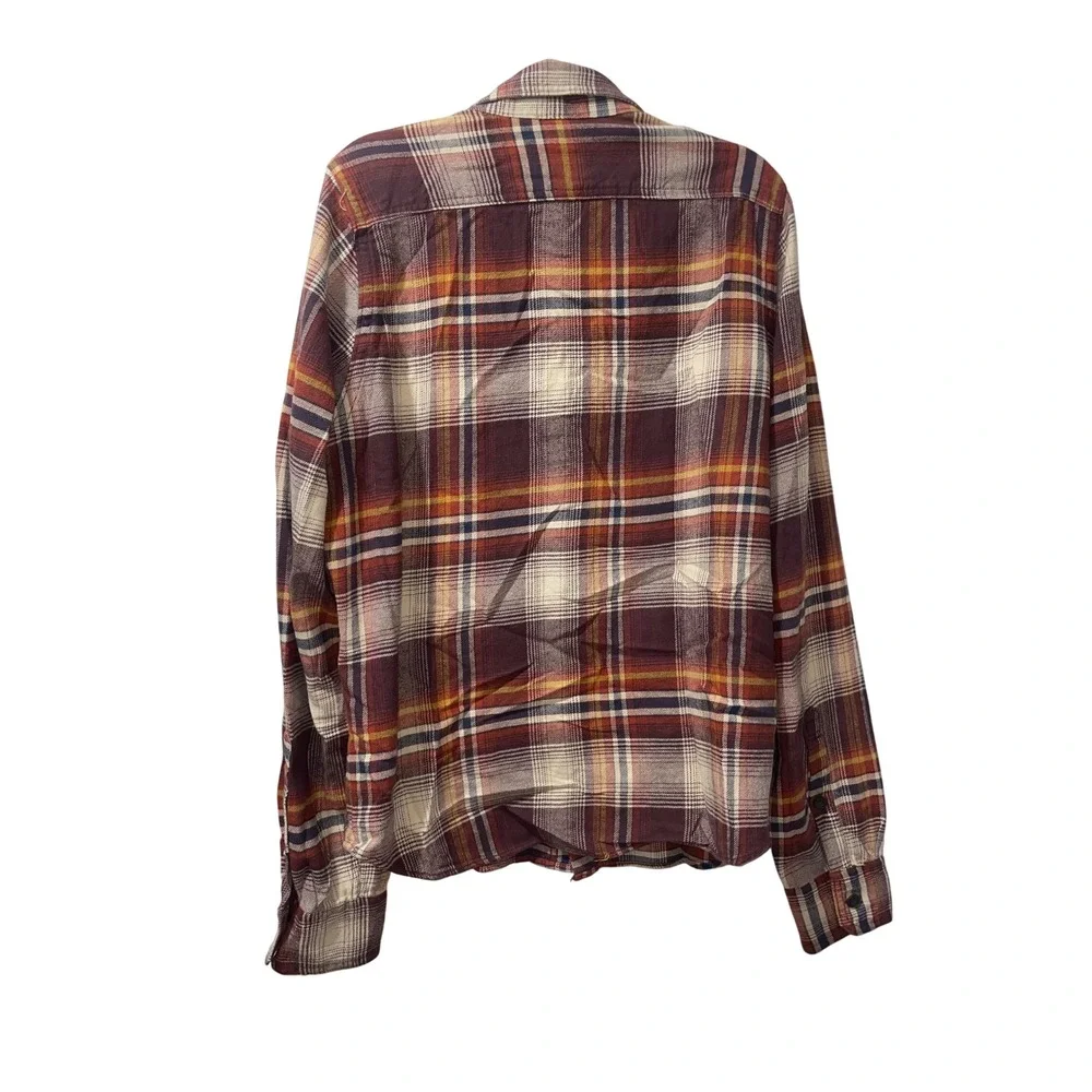 Hollister California Cotton Brown Plaid‎ Flannel Shirt Long Sleeve Button Up XL